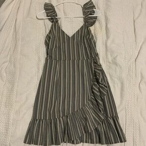 Green striped ruffle mini dress, Altar’d State, size S